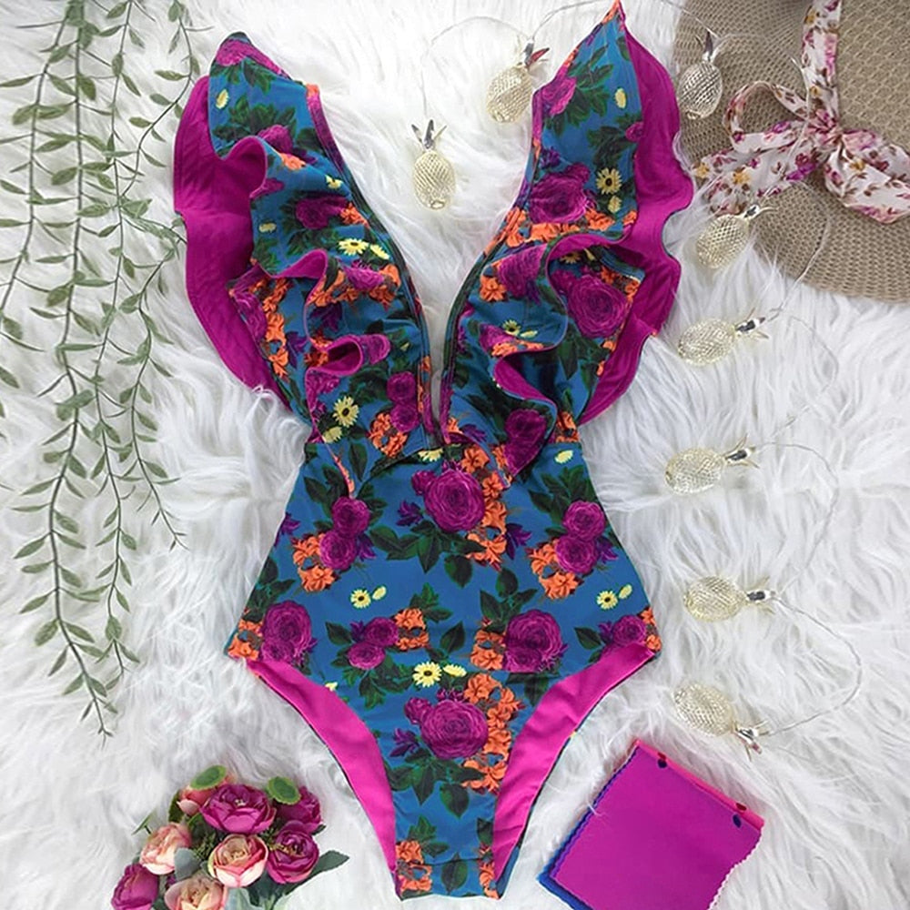 Monokini one-piece swimsuit with tie Elma –